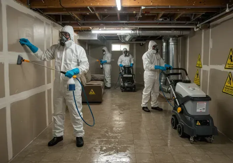 Basement Moisture Removal and Structural Drying process in Hallam, PA